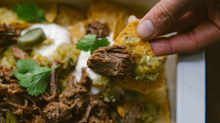 pulled venison neck nachos