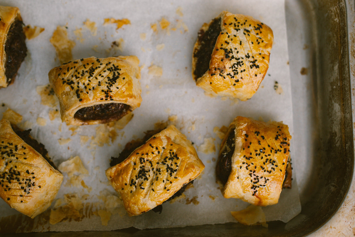 spicy Disco goose and pork sausage rolls recipe