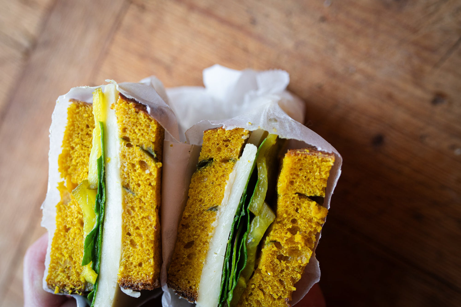 Turmeric, Baby Leek and Wild Garlic Sourdough Loaf - for the perfect Bad Boy Pickle and Cheese Sandwich