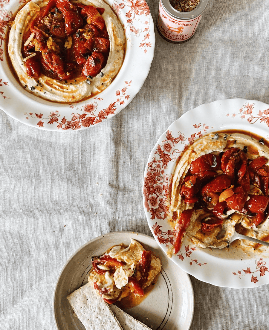 Flora Shedden's KIMCHI SALT TOMATOES WITH HUMMUS